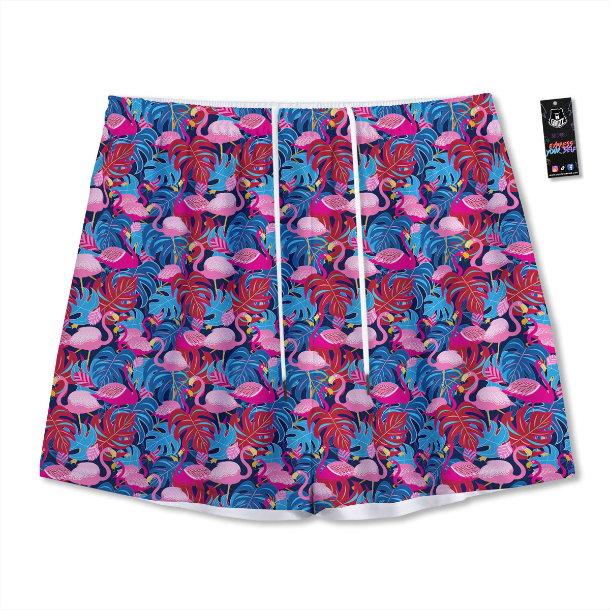 Tiger Gouache Print Pattern Mesh Shorts