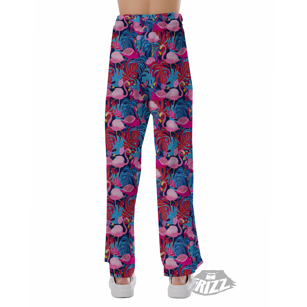 Tropical Blue And Pink Flamingo Print Pajama Pants-grizzshop