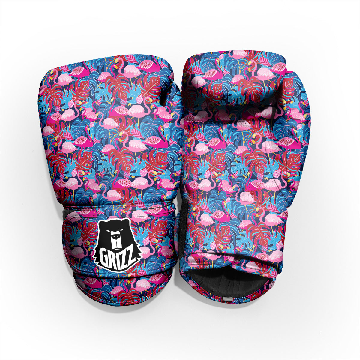 Tropical Blue And Pink Flamingo Print Sparring Gloves-grizzshop