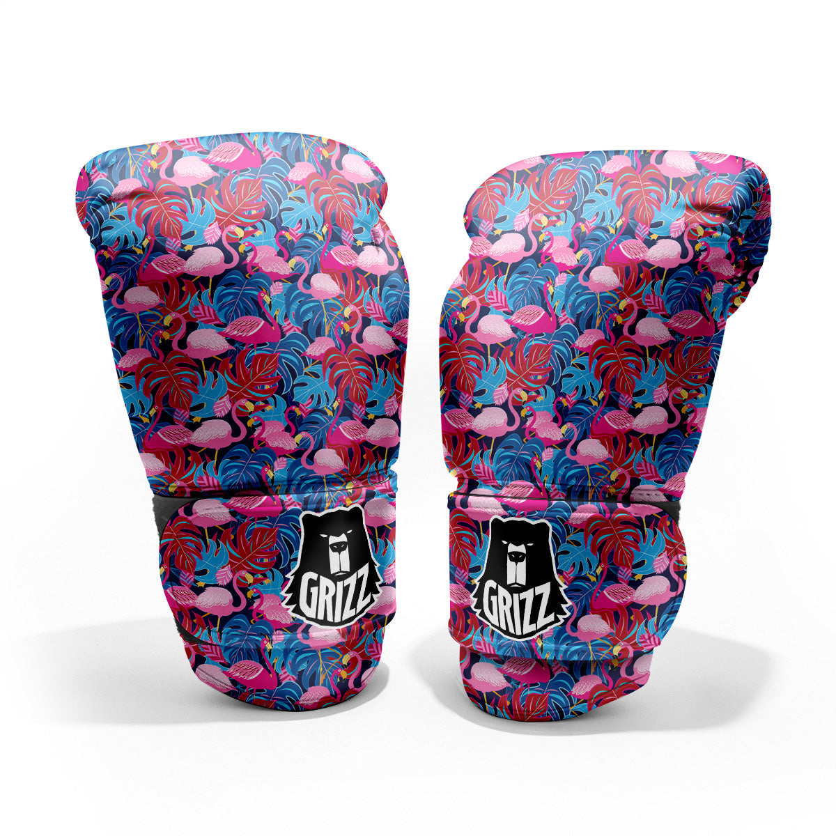 Tropical Blue And Pink Flamingo Print Sparring Gloves-grizzshop