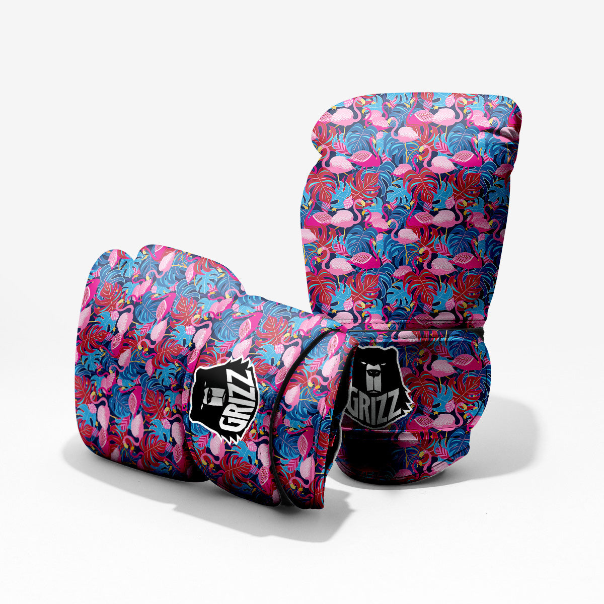 Tropical Blue And Pink Flamingo Print Sparring Gloves-grizzshop