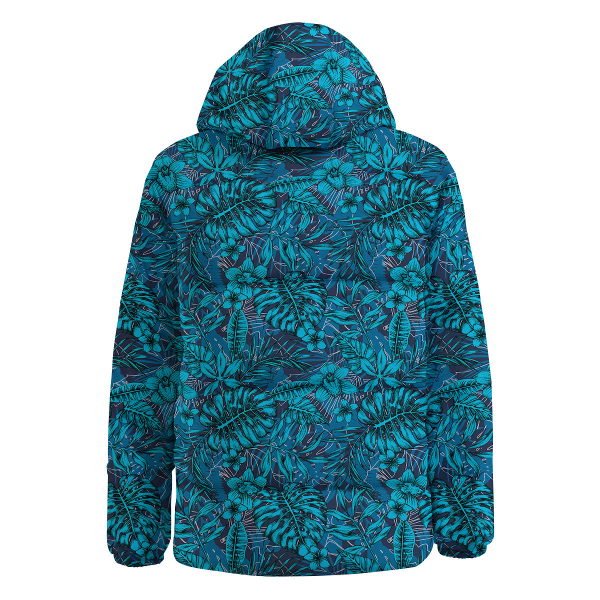Tropical Blue Hawaiian Print Pattern Down Jacket-grizzshop