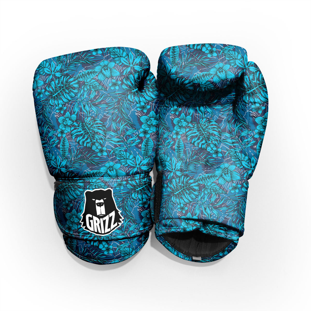 Tropical Blue Hawaiian Print Pattern Sparring Gloves-grizzshop