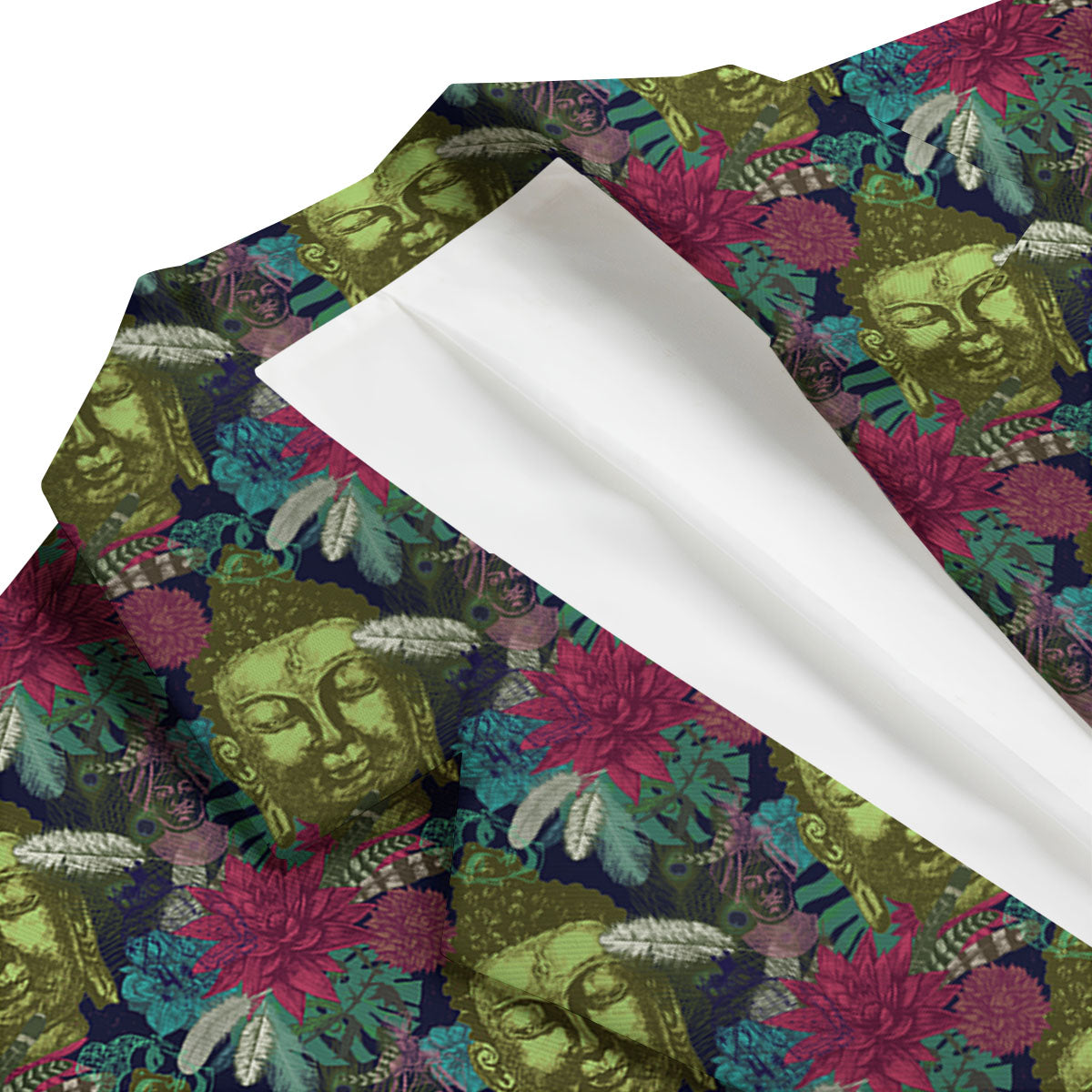 Tropical Buddha Pattern Print Men's Blazer-grizzshop