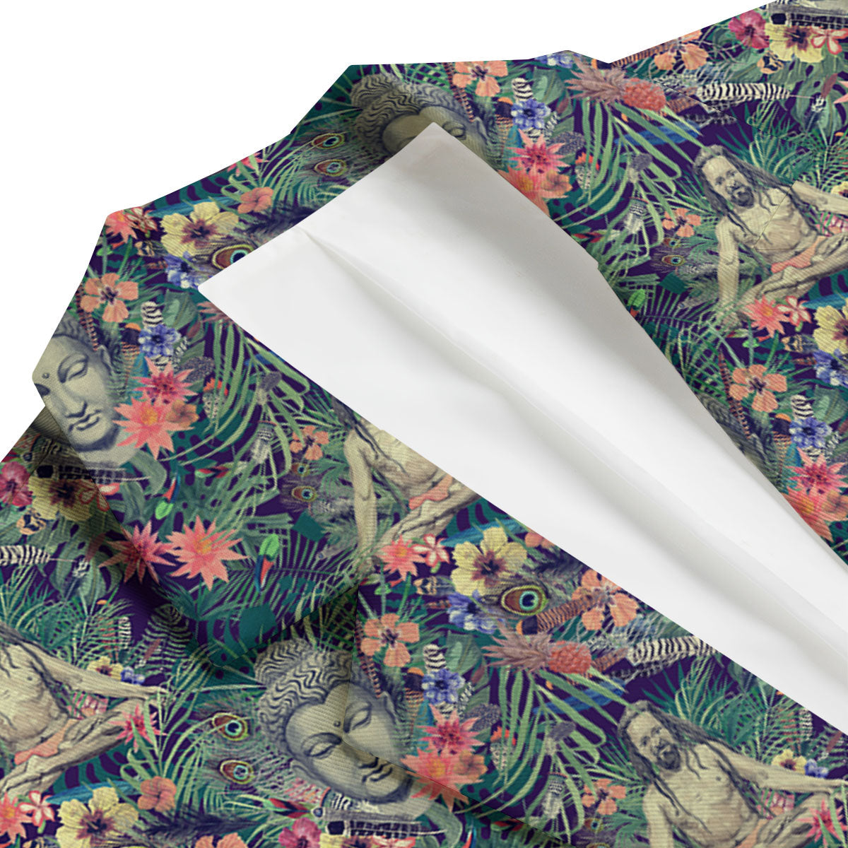 Tropical Buddha Print Men's Blazer-grizzshop