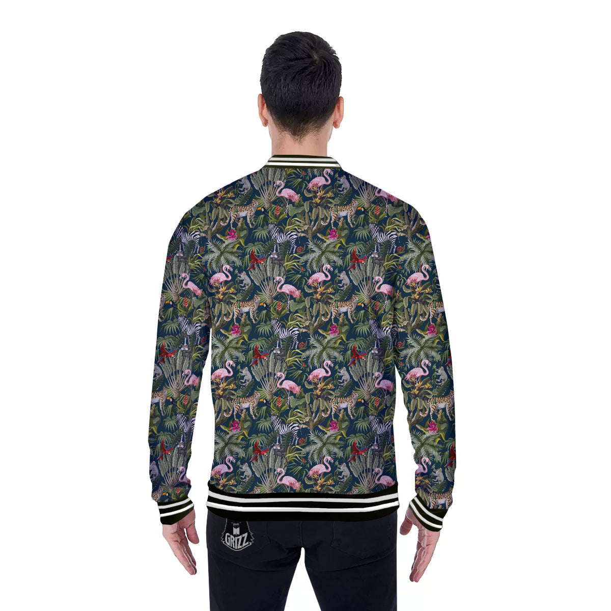 Tropical Cartoon Print Pattern Baseball Jacket-grizzshop