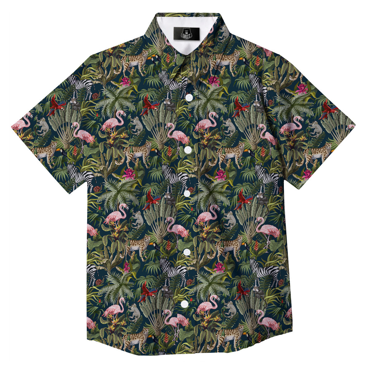 Tropical Cartoon Print Pattern Button Up Shirt-grizzshop