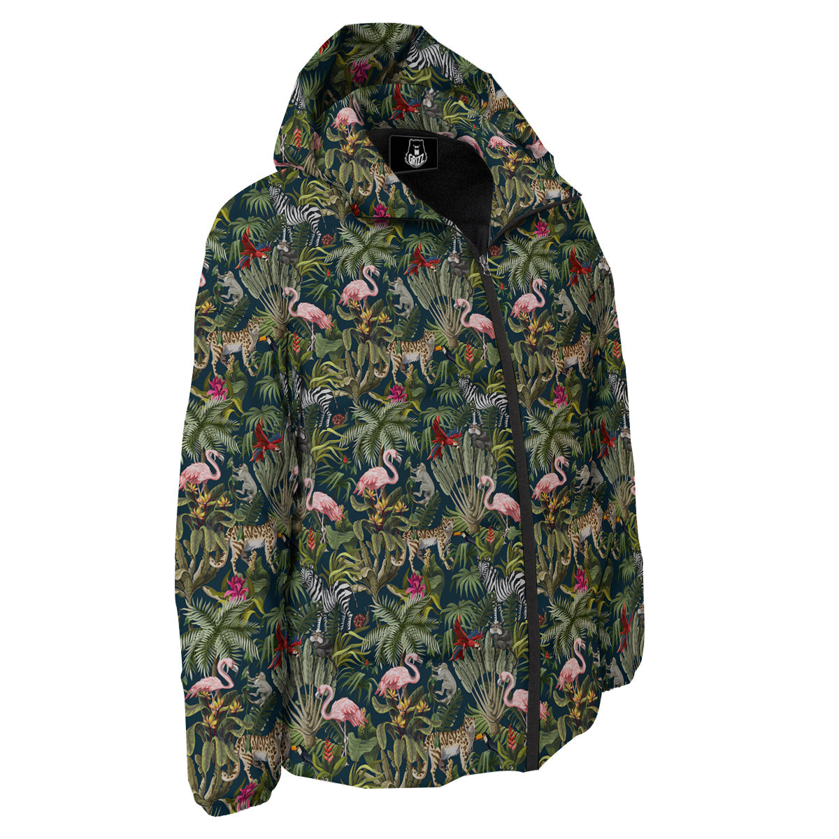 Tropical Cartoon Print Pattern Down Jacket-grizzshop