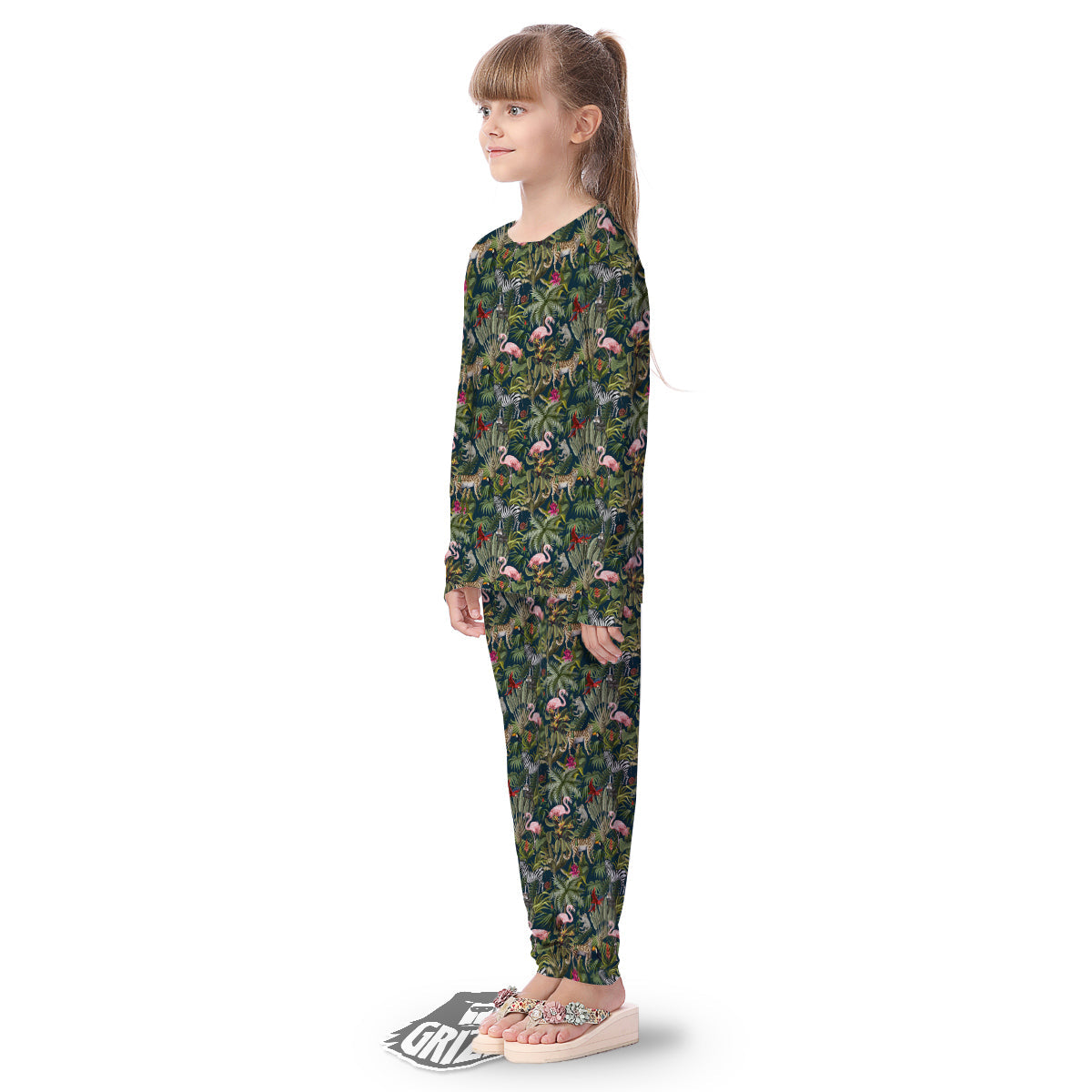 Tropical Cartoon Print Pattern Kid's Pajamas-grizzshop