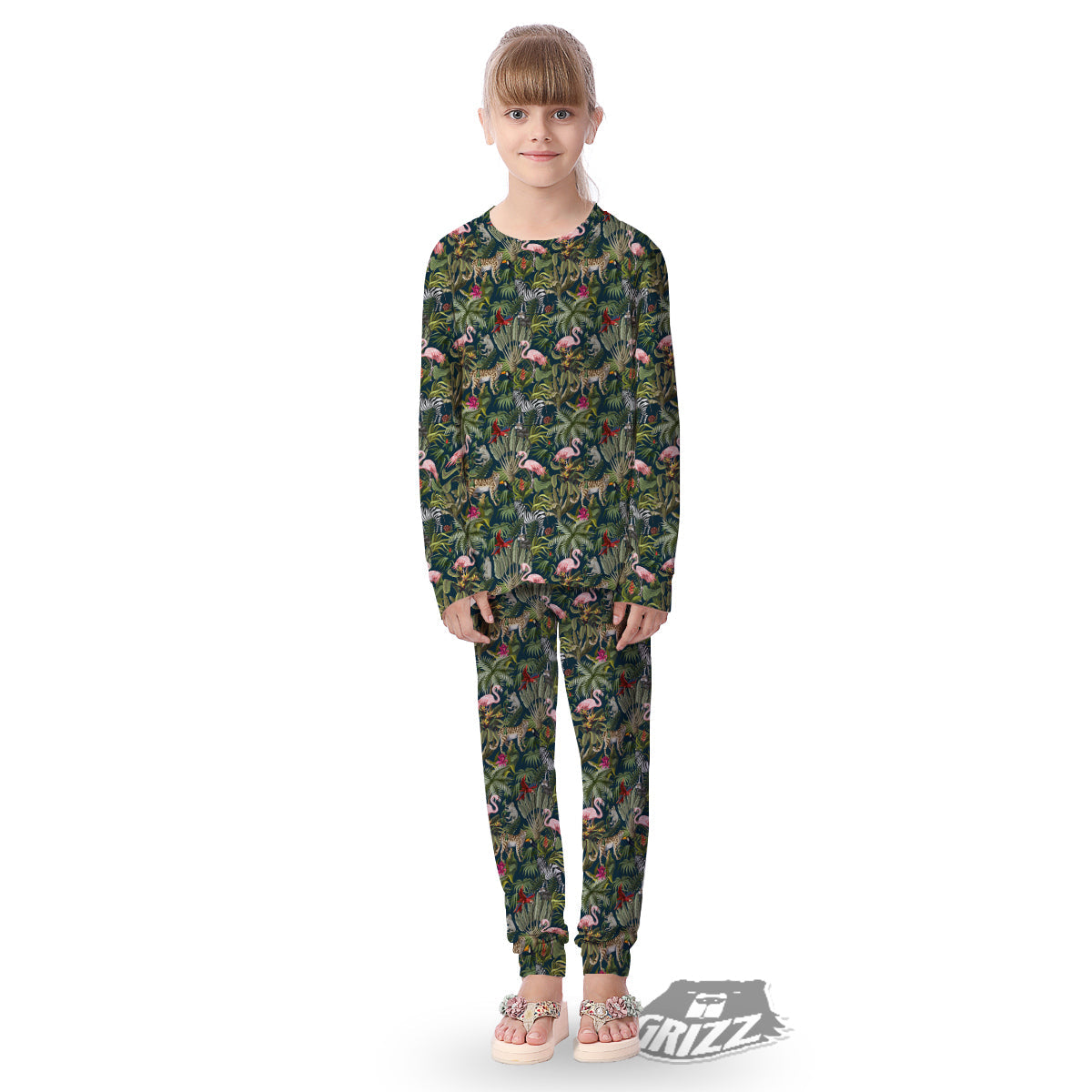 Tropical Cartoon Print Pattern Kid's Pajamas-grizzshop