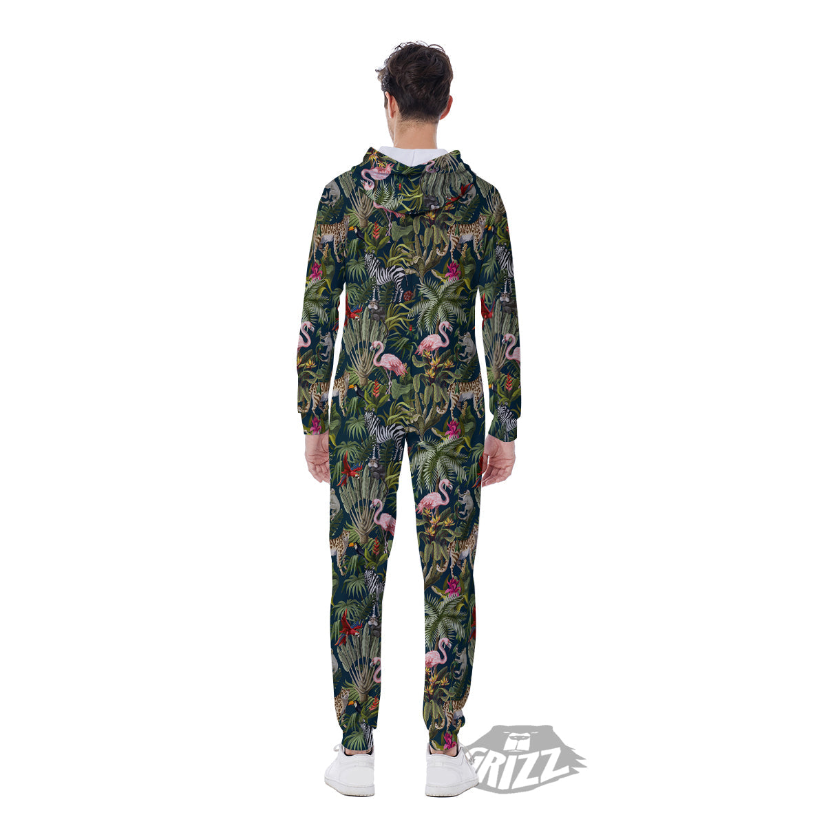 Tropical Cartoon Print Pattern Men's Jumpsuit-grizzshop
