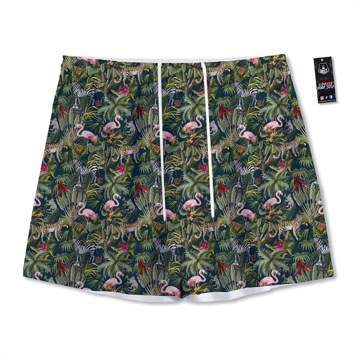 Tropical Cartoon Print Pattern Mesh Shorts-grizzshop