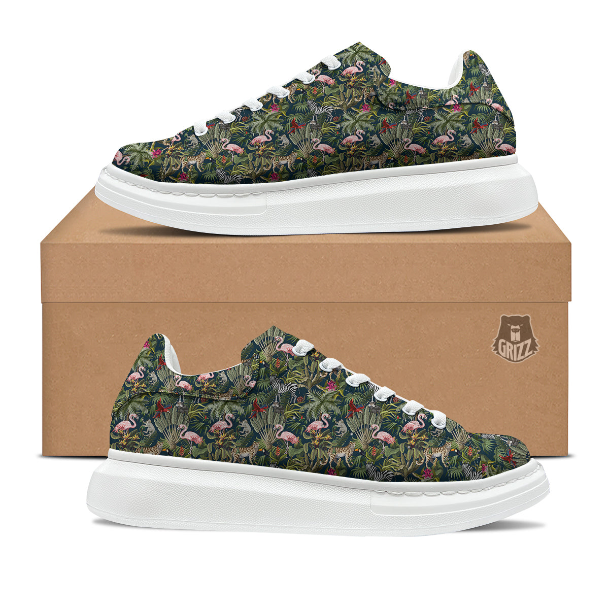 Tropical Cartoon Print Pattern Platform Shoes-grizzshop