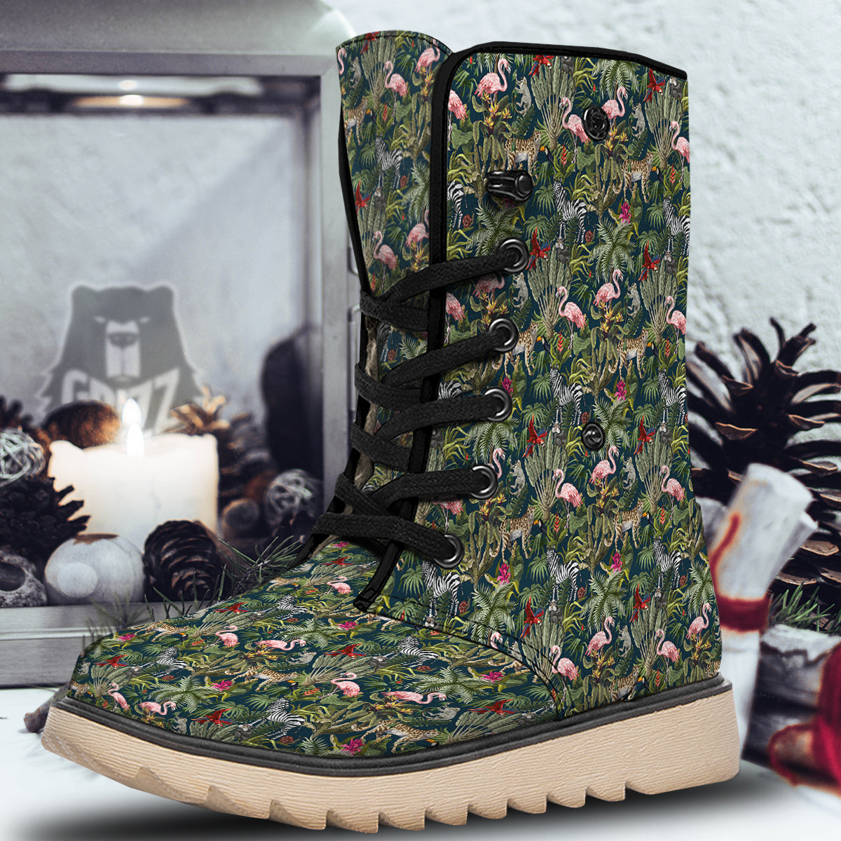 Tropical Cartoon Print Pattern Snow Boots-grizzshop