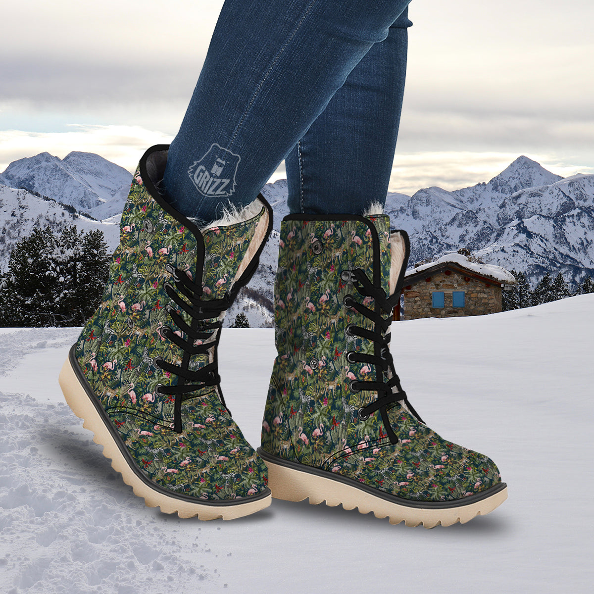 Tropical Cartoon Print Pattern Snow Boots-grizzshop