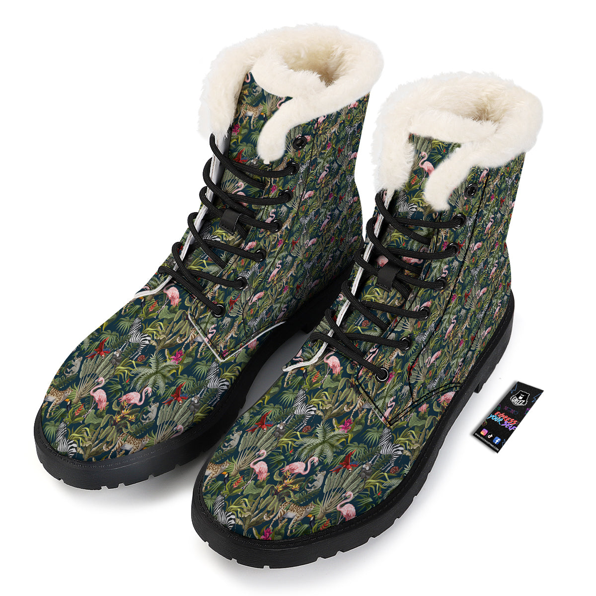 Tropical Cartoon Print Pattern Winter Boots-grizzshop