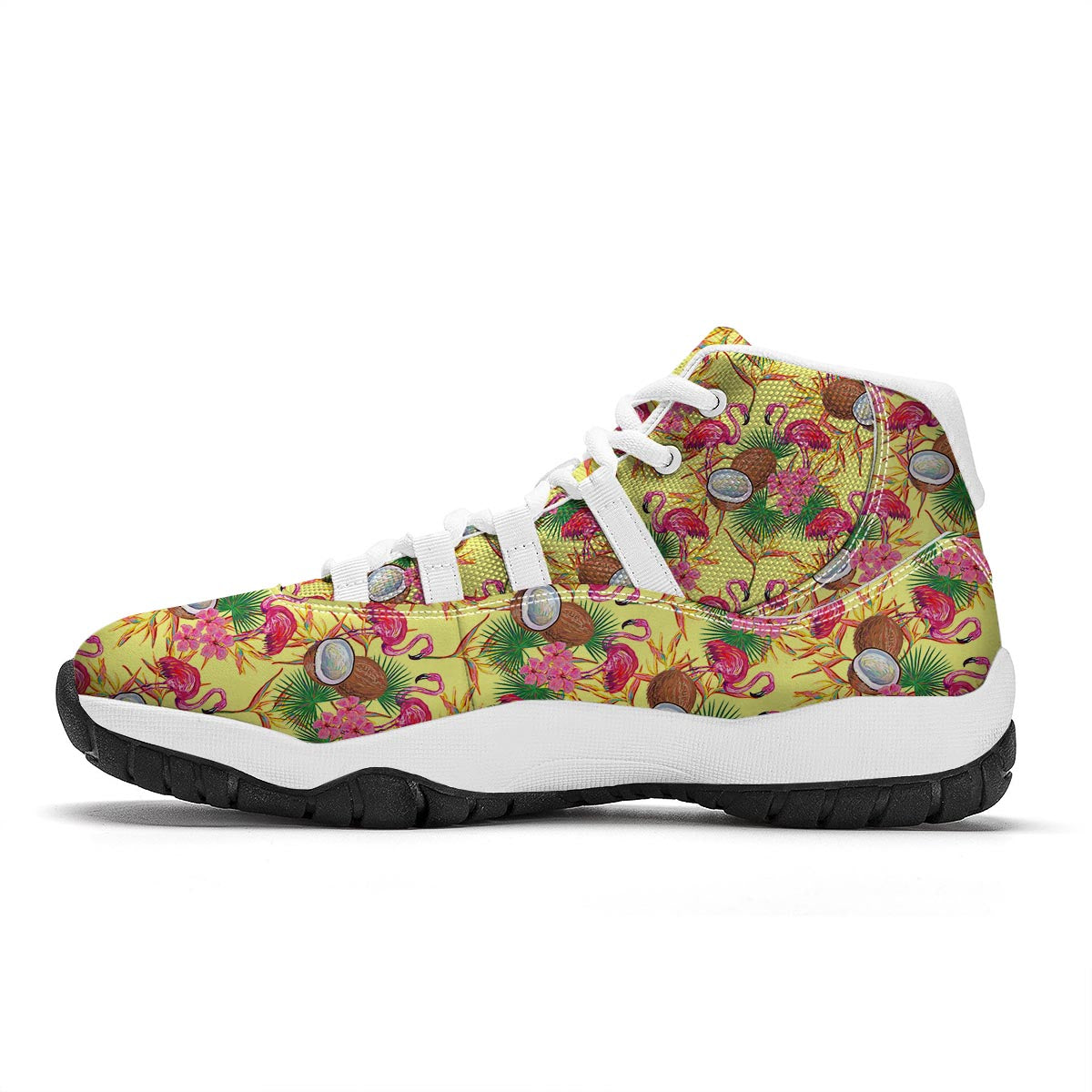 Tropical Coconut Flamingo White Bball Shoes-grizzshop