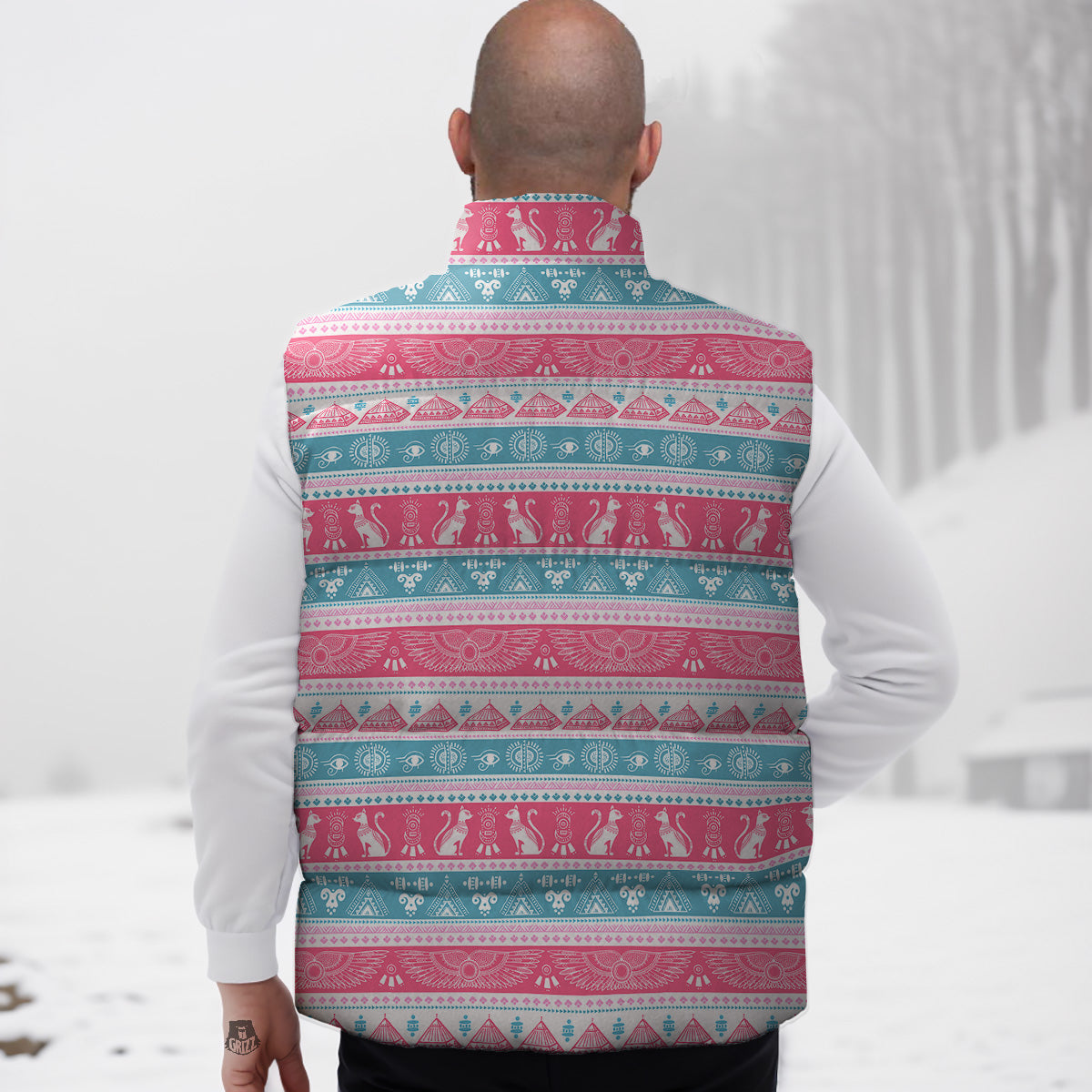 Tropical Elephant Print Down Vest-grizzshop