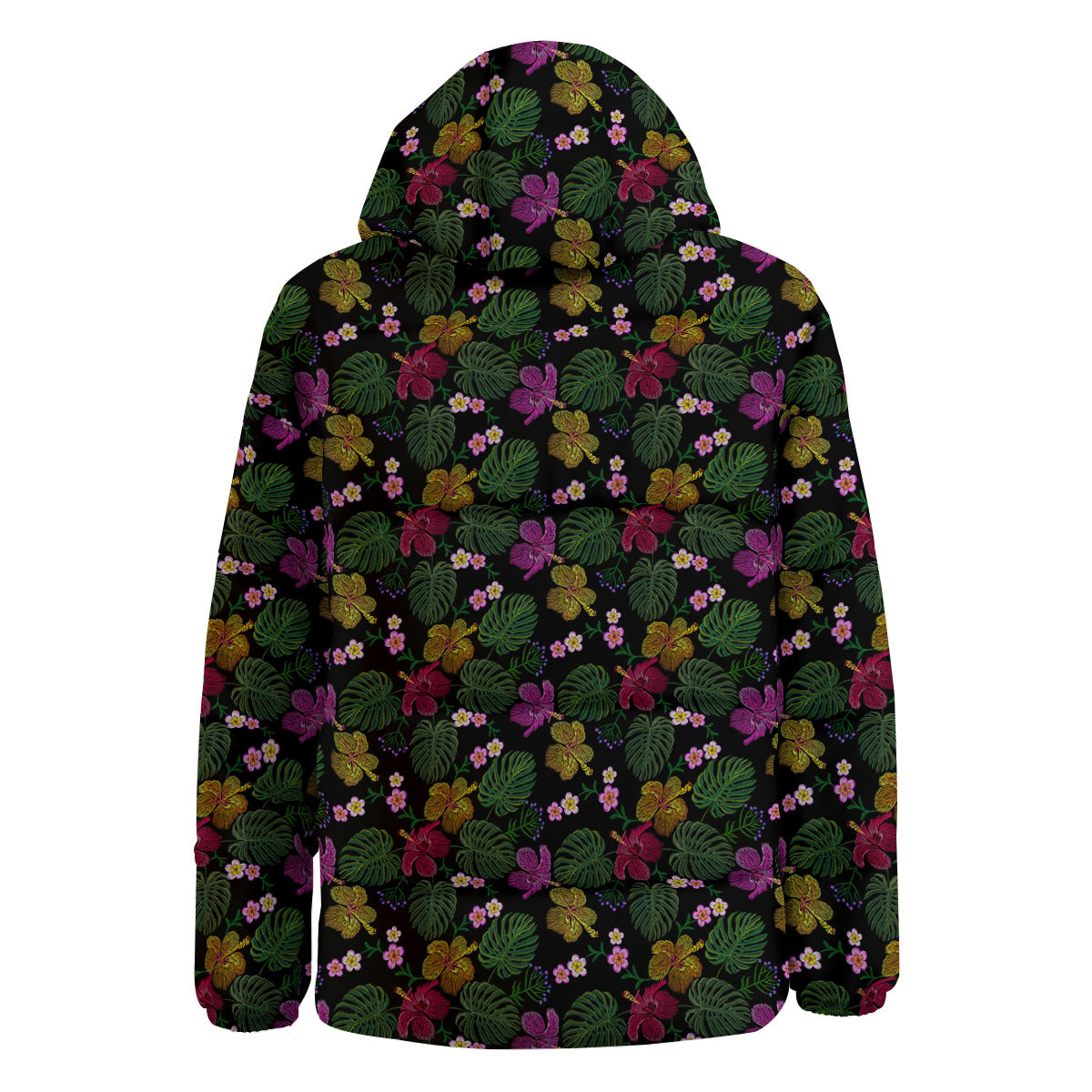 Tropical Embroidery Print Pattern Down Jacket-grizzshop