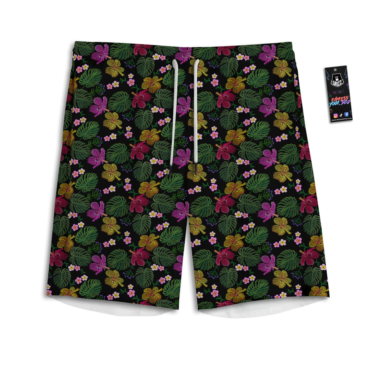 Tropical Embroidery Print Pattern Men's Athletic Shorts-grizzshop