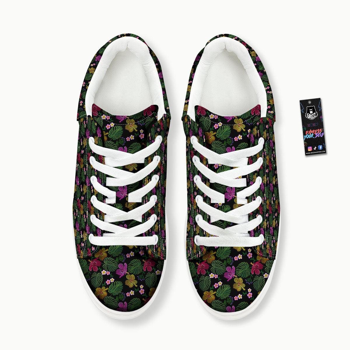 Tropical Embroidery Print Pattern Platform Shoes-grizzshop
