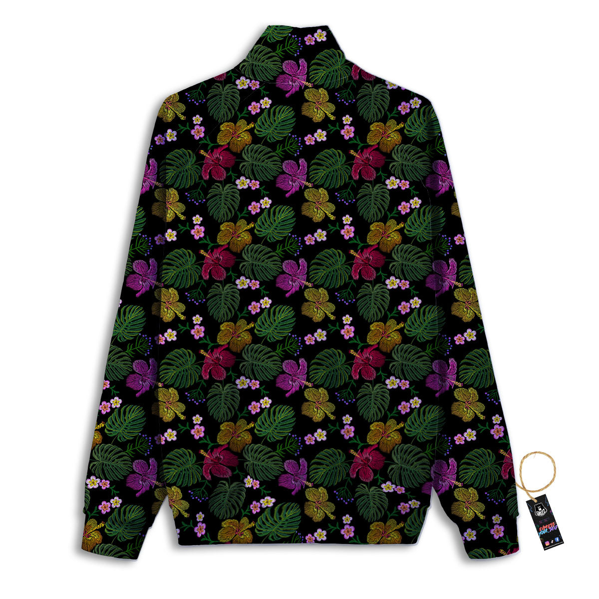 Tropical Embroidery Print Pattern Track Jacket-grizzshop