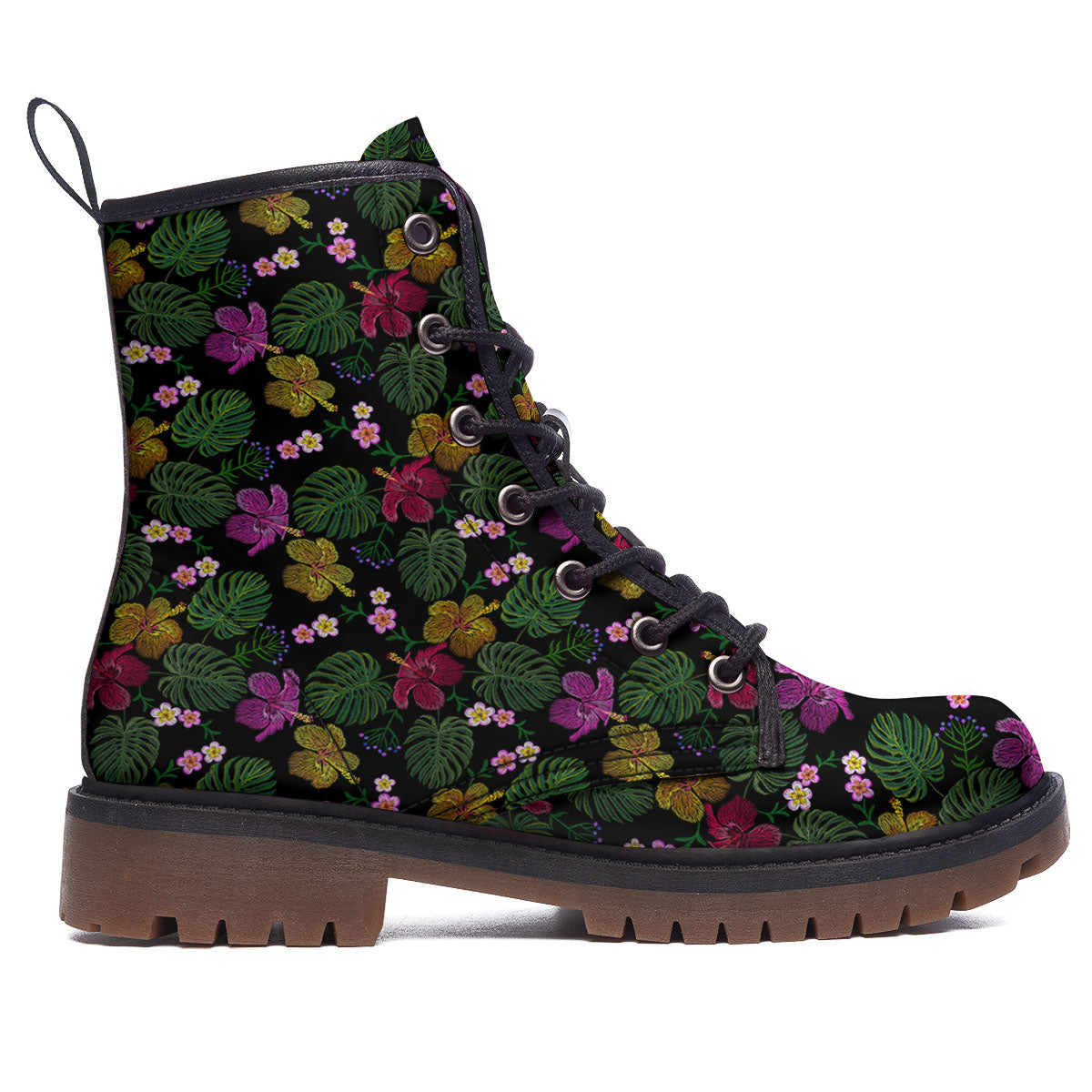 Tropical Embroidery Print Pattern Work Boots-grizzshop
