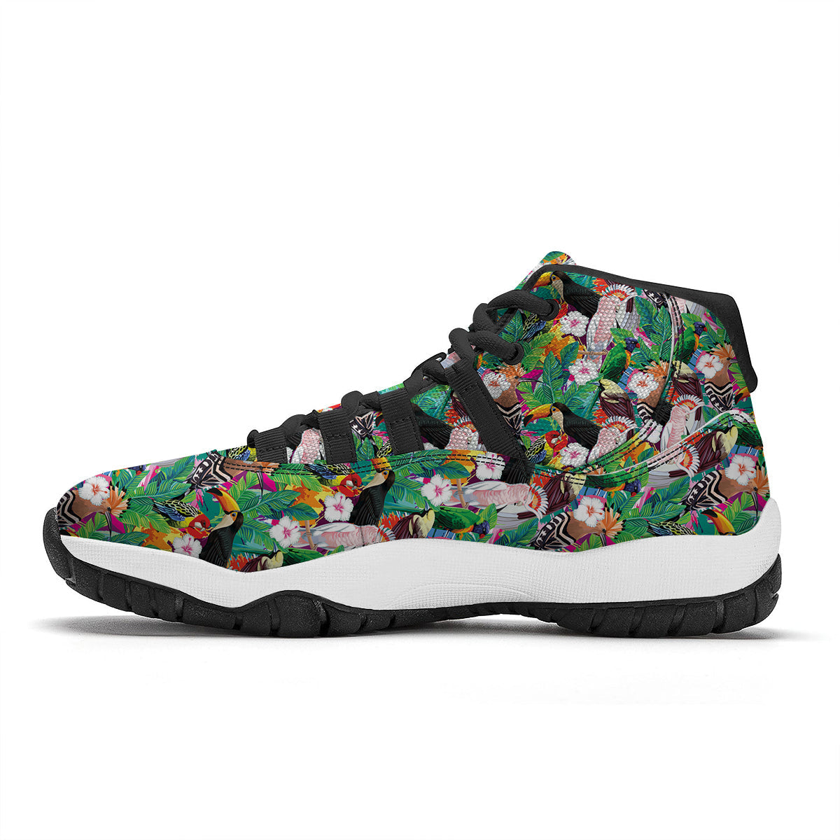 Tropical Exotic Bird Black Bball Shoes-grizzshop