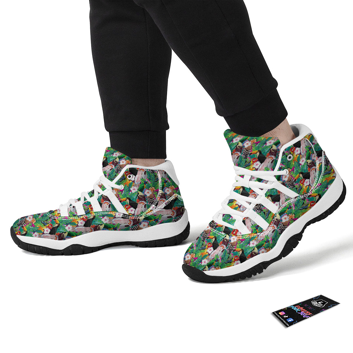 Tropical Exotic Bird White Bball Shoes-grizzshop