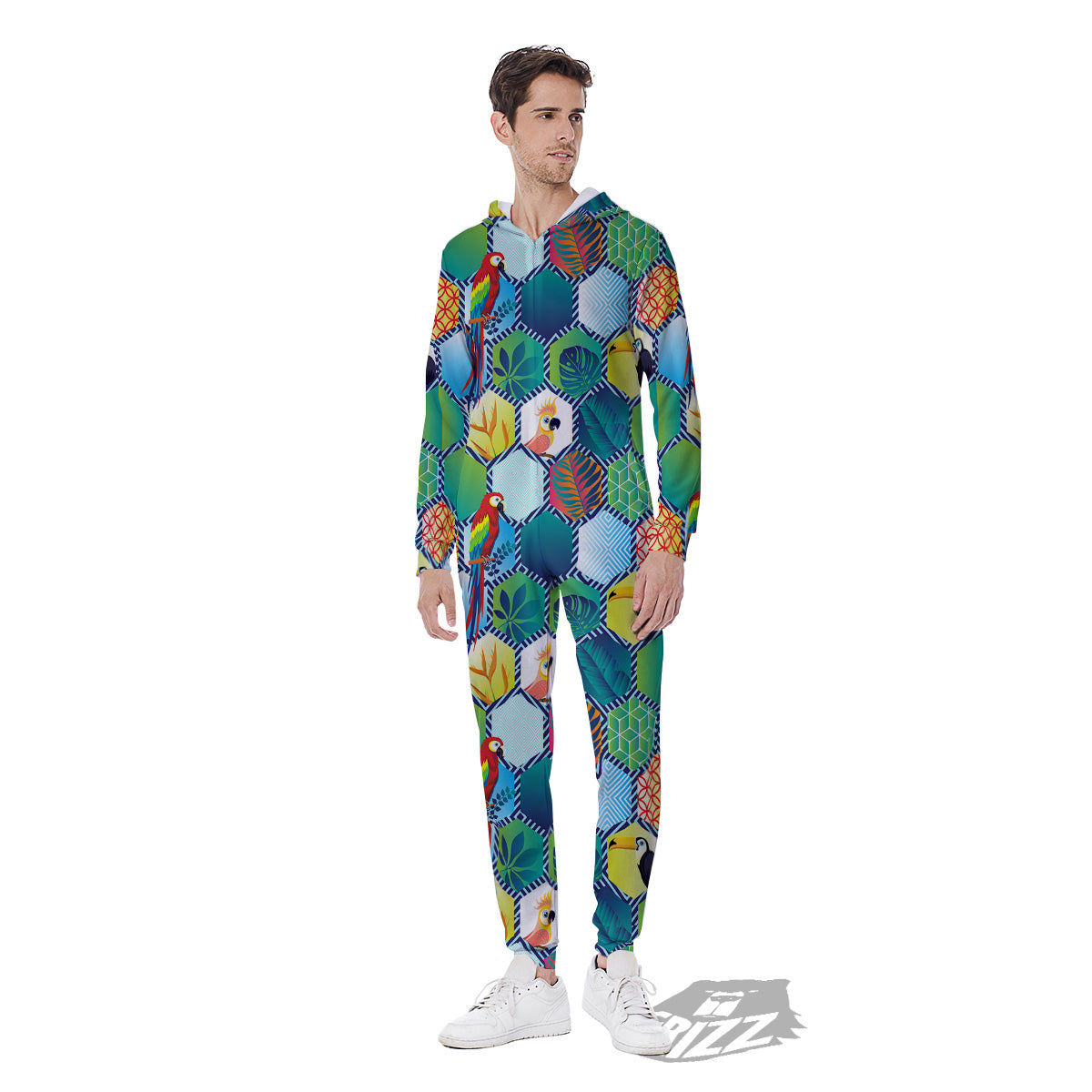 Tropical Exotic Hawaii Art Print Pattern Men's Jumpsuit-grizzshop