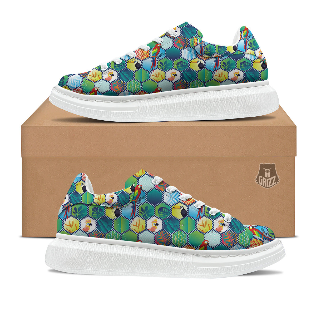 Tropical Exotic Hawaii Art Print Pattern Platform Shoes-grizzshop