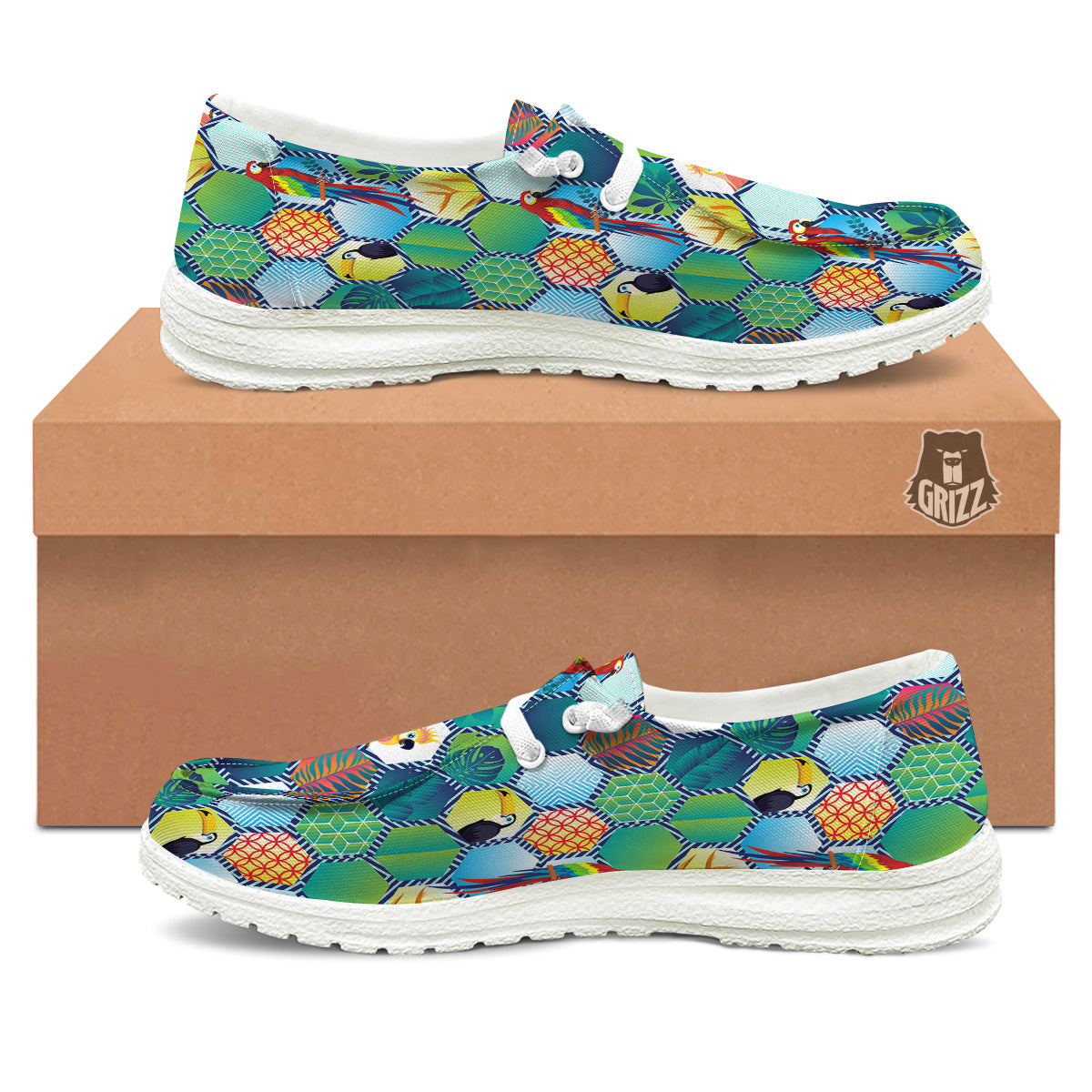 Tropical Exotic Hawaii Art Print Pattern White Loafers-grizzshop