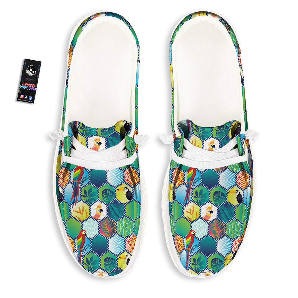 Tropical Exotic Hawaii Art Print Pattern White Loafers-grizzshop