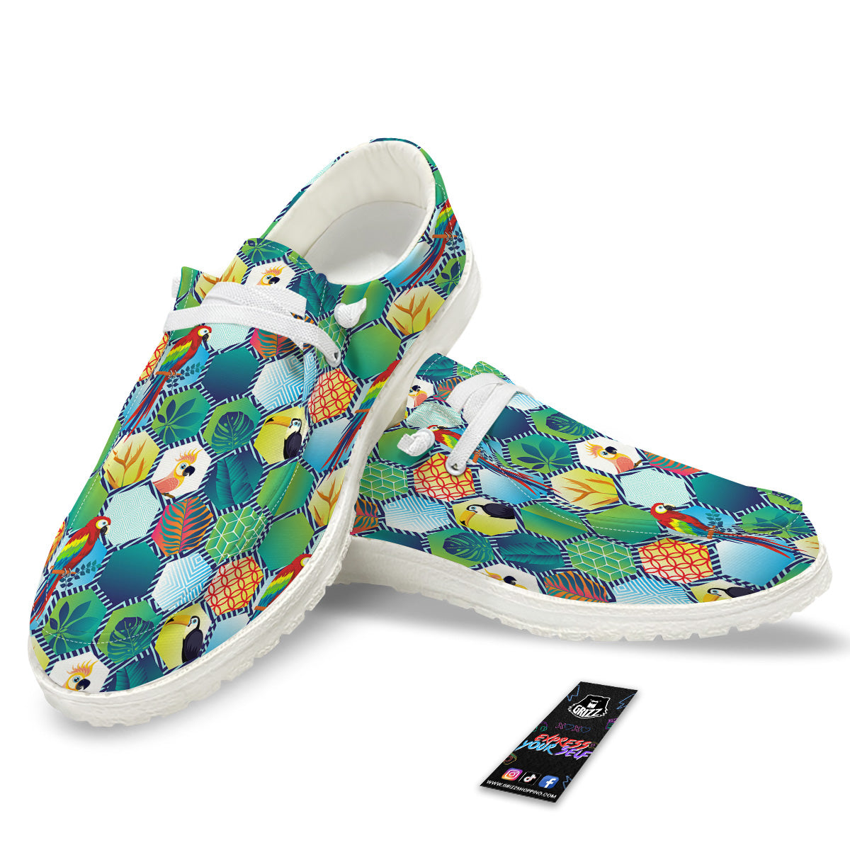 Tropical Exotic Hawaii Art Print Pattern White Loafers-grizzshop