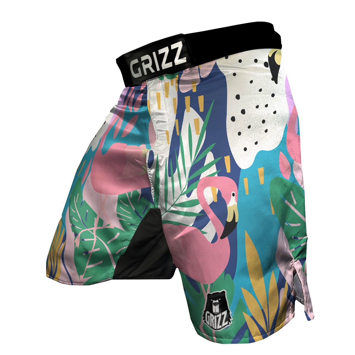 Tropical Flamingo Palm Leaves Hawaiian Pattern Print MMA Shorts-grizzshop