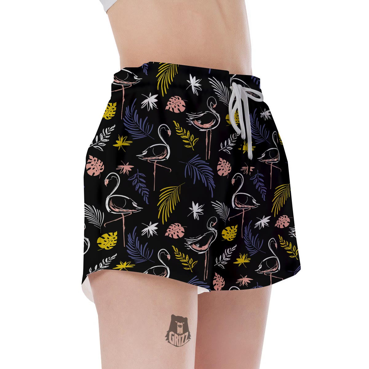Tropical Flamingo Print Women's Shorts-grizzshop