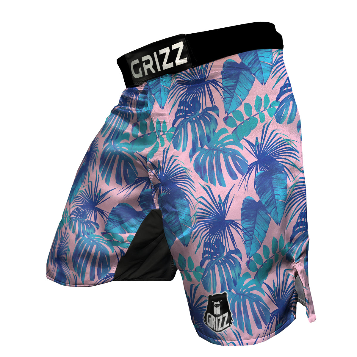 Tropical Floral Hawaiian Palm Leaves Pattern Print MMA Shorts-grizzshop