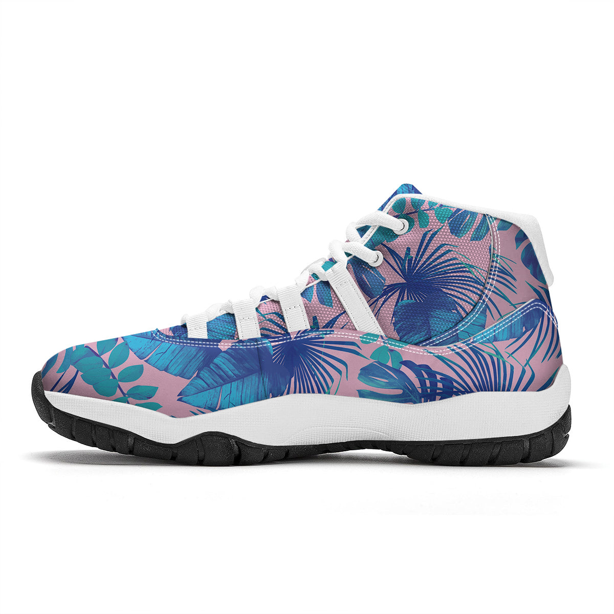 Tropical Floral Hawaiian Palm Leaves Pattern Print White Bball Shoes-grizzshop