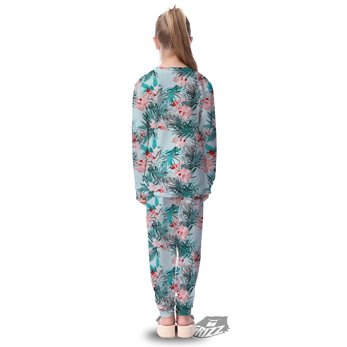 Tropical Floral Pink And Teal Print Pattern Kid's Pajamas-grizzshop