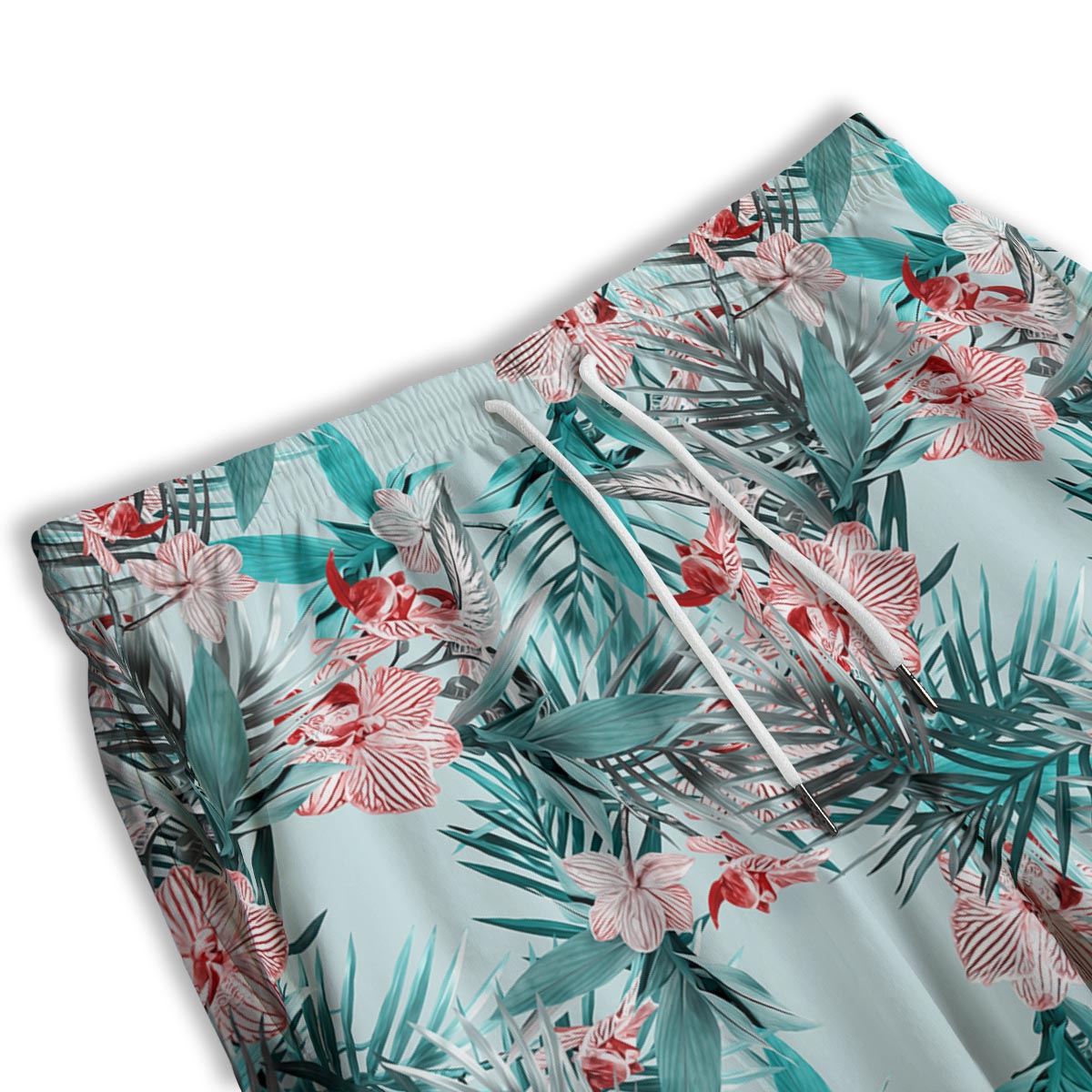 Tropical Floral Pink And Teal Print Pattern Men's Athletic Shorts