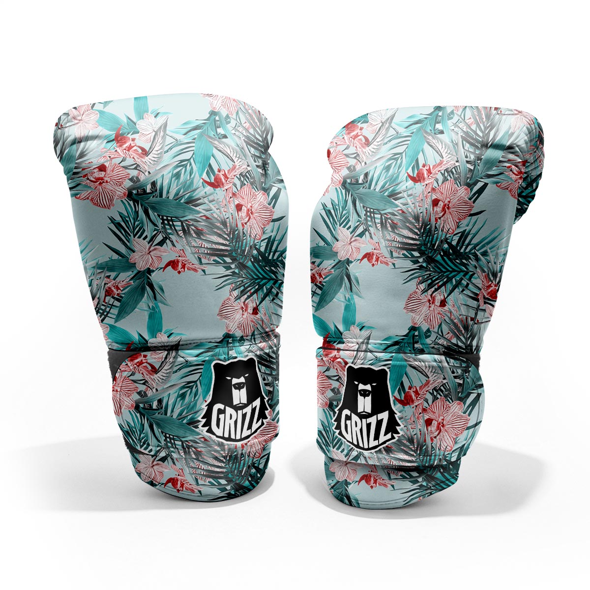 Tropical Floral Pink And Teal Print Pattern Sparring Gloves-grizzshop