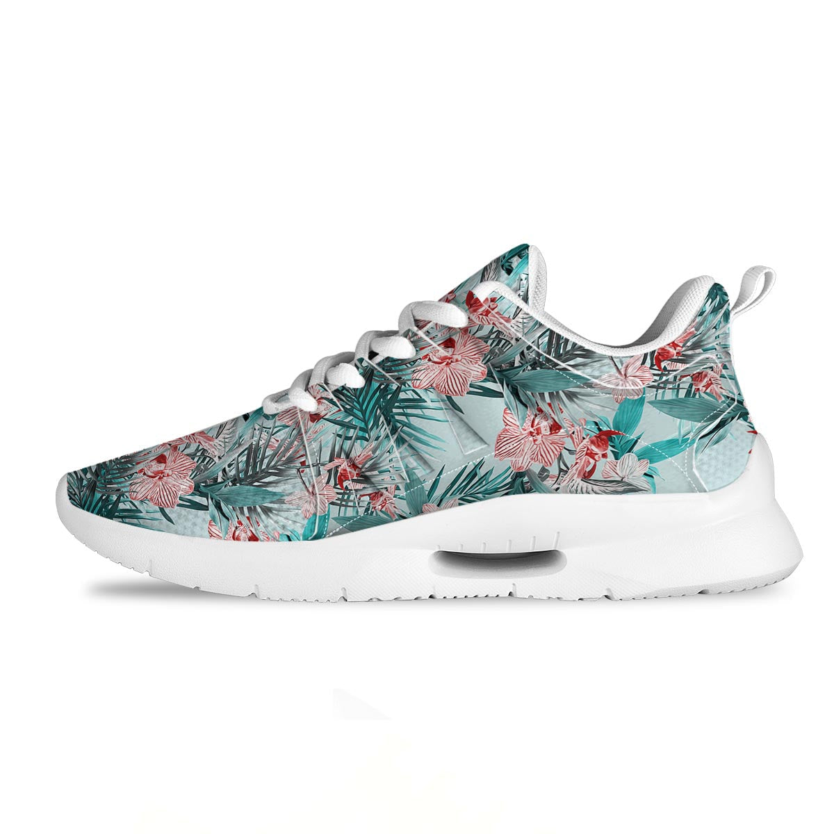 Tropical Floral Pink And Teal Print Pattern Tennis Shoes-grizzshop