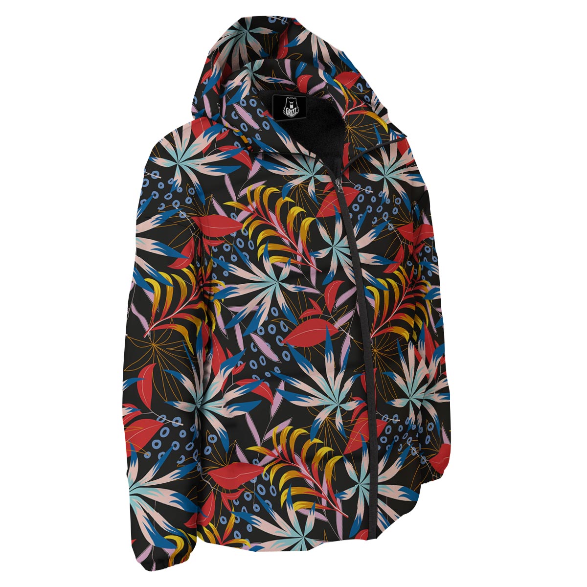 Tropical Floral Retro Hawaiian Print Pattern Down Jacket-grizzshop
