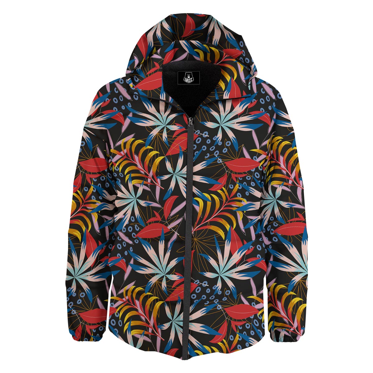 Tropical Floral Retro Hawaiian Print Pattern Down Jacket-grizzshop