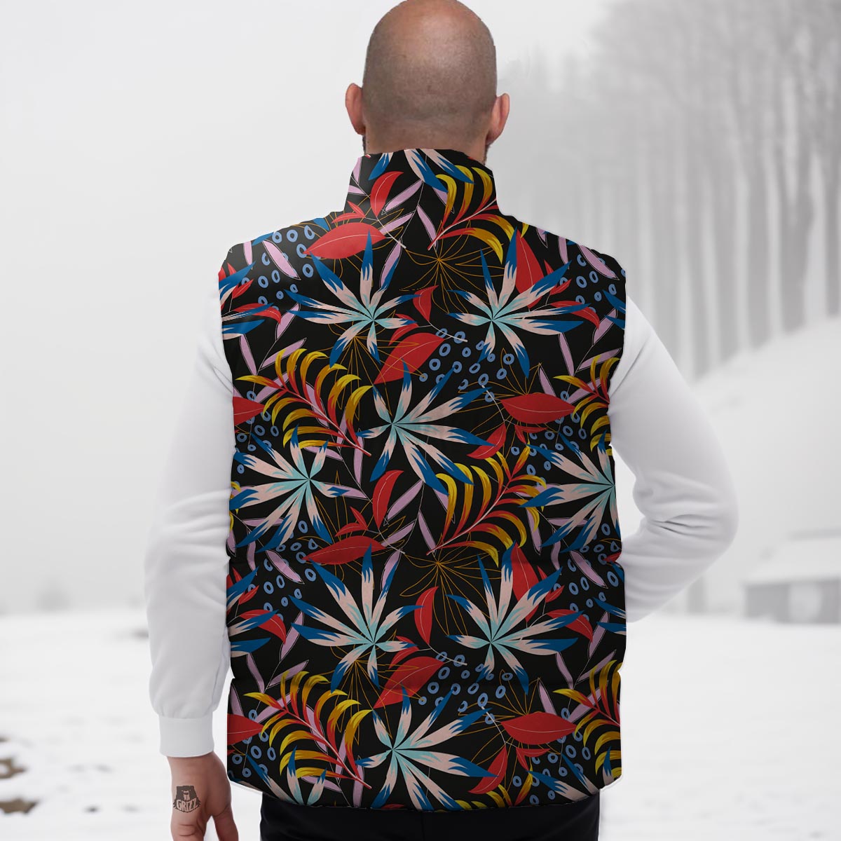 Tropical Floral Retro Hawaiian Print Pattern Down Vest-grizzshop