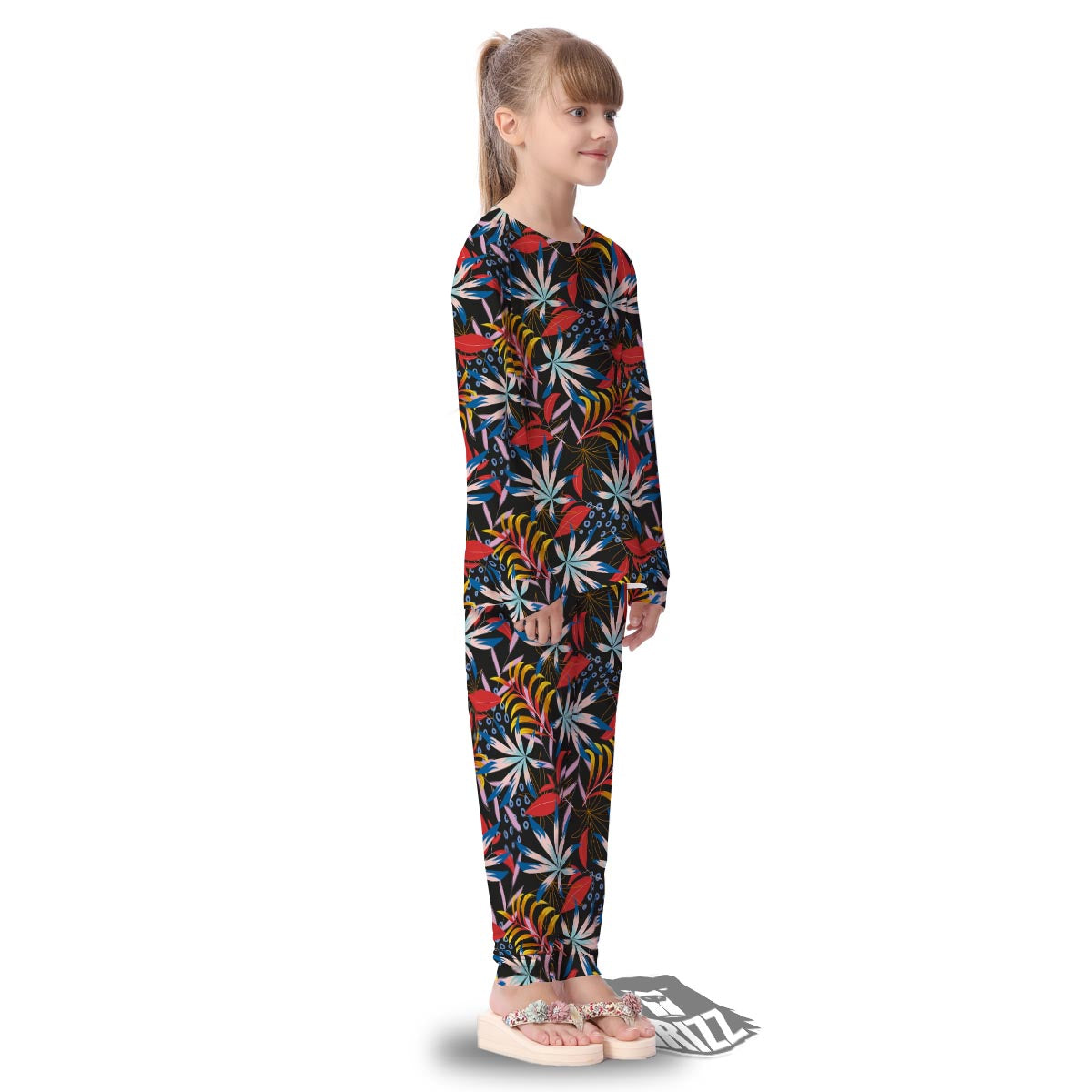 Tropical Floral Retro Hawaiian Print Pattern Kid's Pajamas-grizzshop