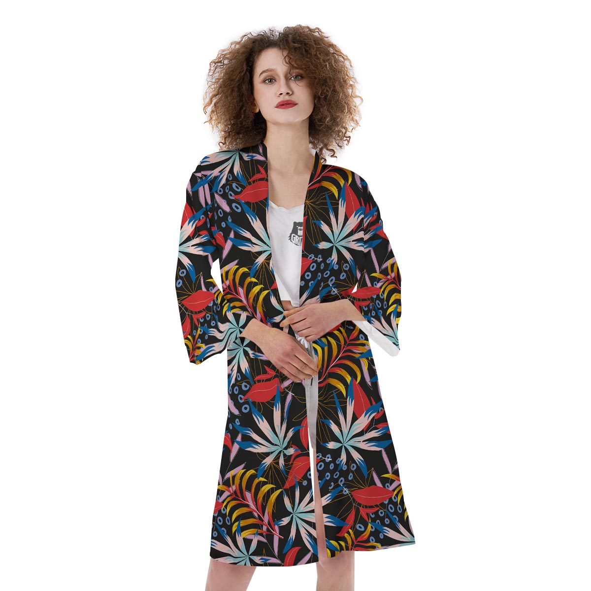 Tropical Floral Retro Hawaiian Print Pattern Kimono-grizzshop
