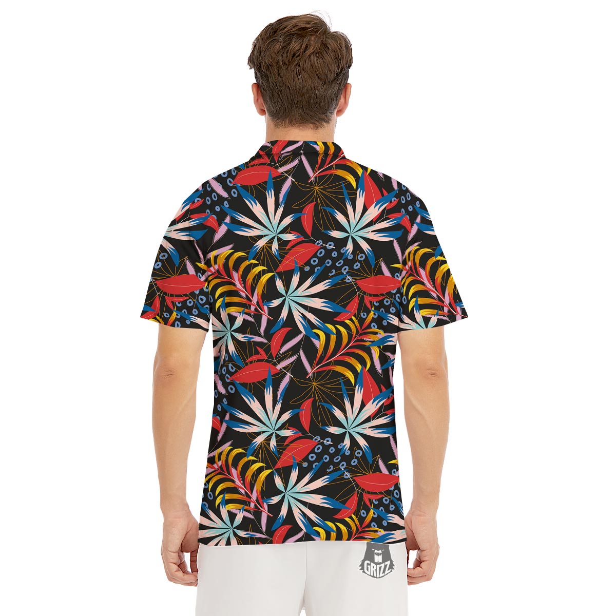 Tropical Floral Retro Hawaiian Print Pattern Men's Golf Shirts-grizzshop