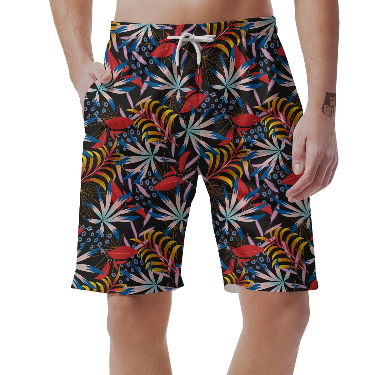 Tropical Floral Retro Hawaiian Print Pattern Men's Shorts-grizzshop