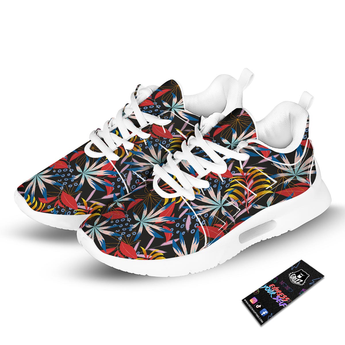Tropical Floral Retro Hawaiian Print Pattern Tennis Shoes-grizzshop